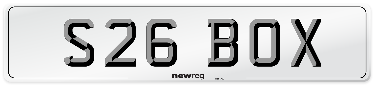 S26 BOX Number Plate from New Reg